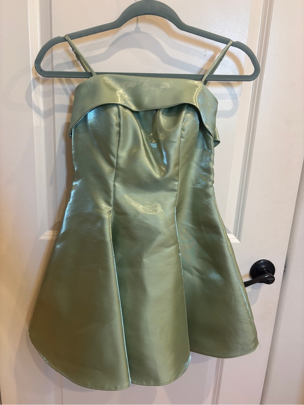B Darlin Mint Green Satin Fit-and-Flare Mini Dress